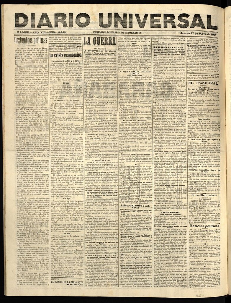 Miniatura de Diario Universal del 27 de mayo de 1915