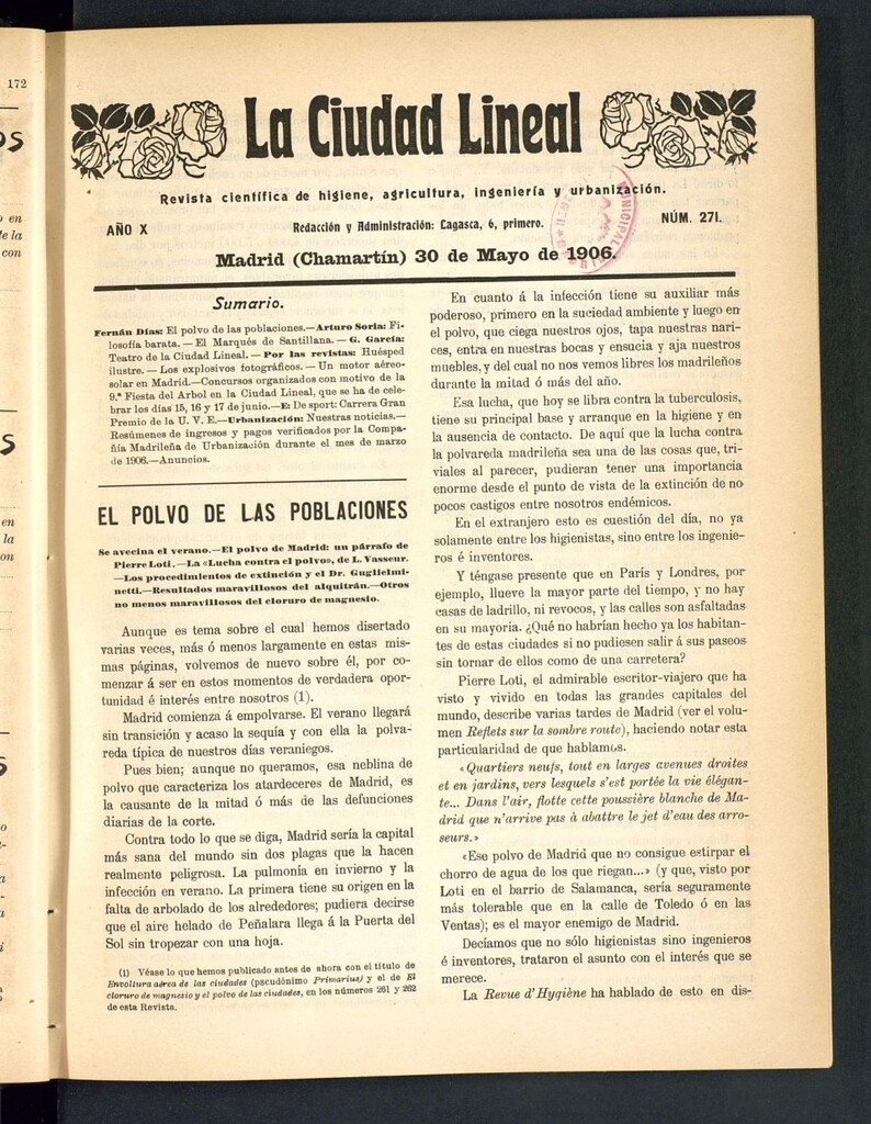 Miniatura de La Ciudad Lineal : órgano oficial de la Compañía Madrileña de Urbanización del 30 de mayo de 1906