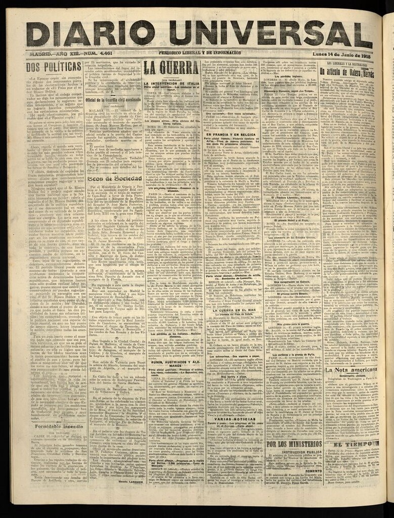 Miniatura de Diario Universal del 14 de junio de 1915