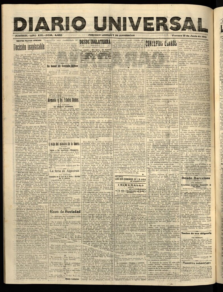 Miniatura de Diario Universal del 18 de junio de 1915