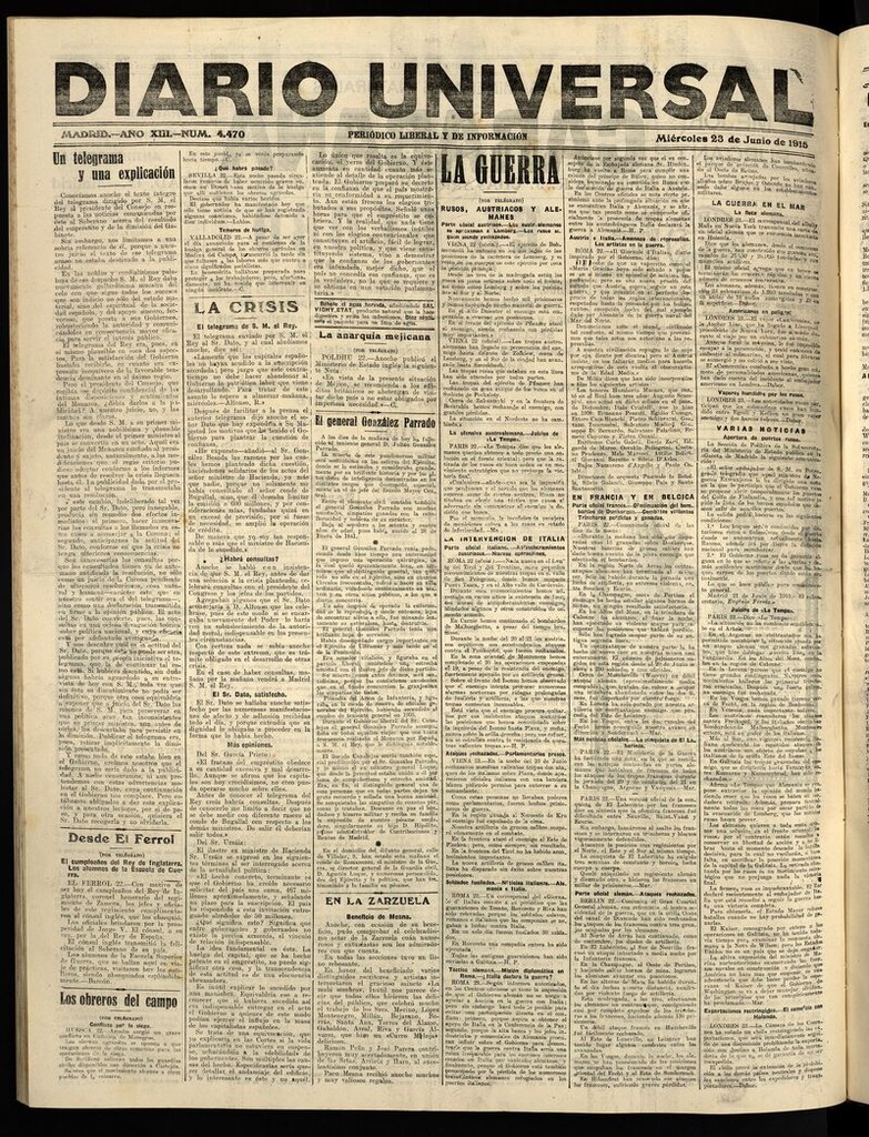 Miniatura de Diario Universal del 23 de junio de 1915