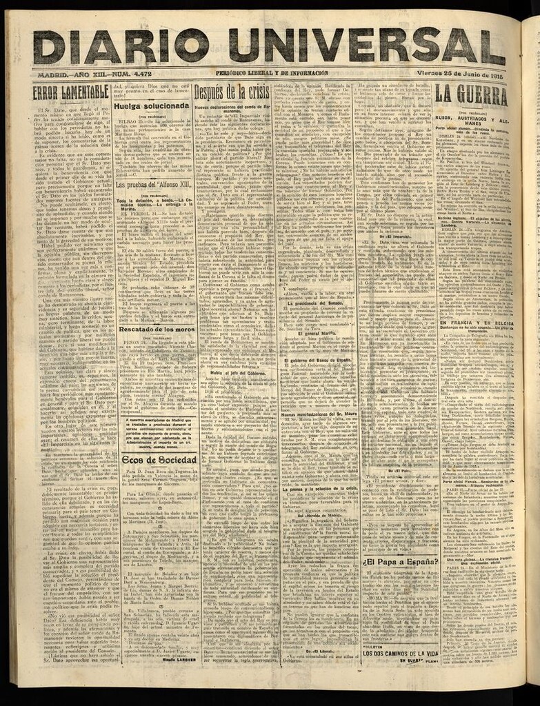 Miniatura de Diario Universal del 25 de junio de 1915
