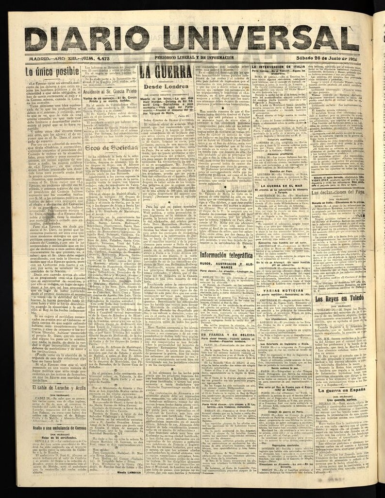 Miniatura de Diario Universal del 26 de junio de 1915