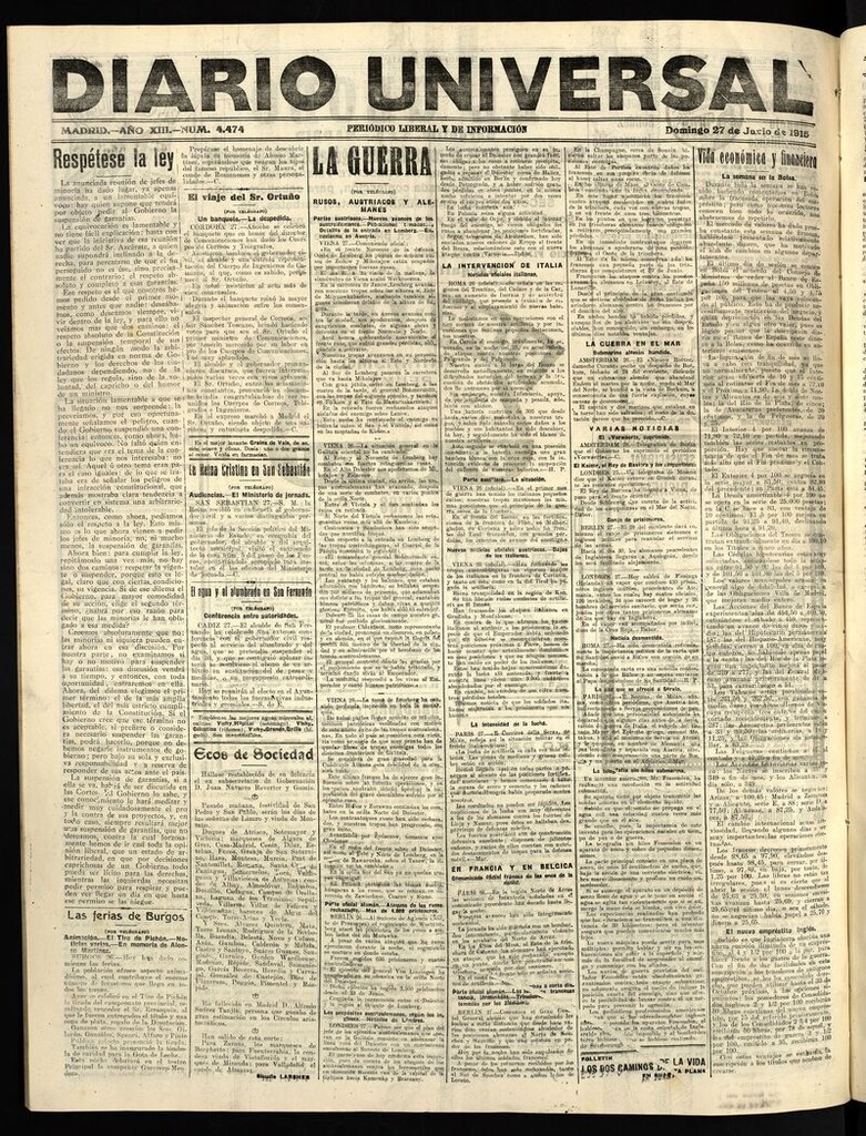 Miniatura de Diario Universal del 27 de junio de 1915