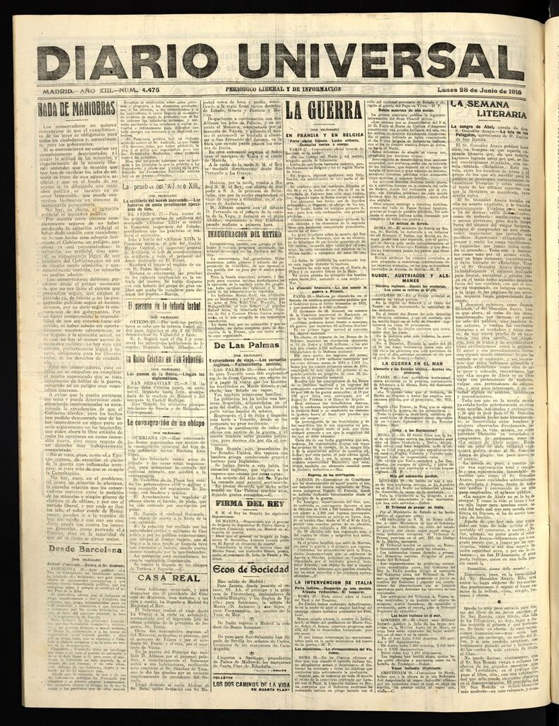 Miniatura de Diario Universal del 28 de junio de 1915