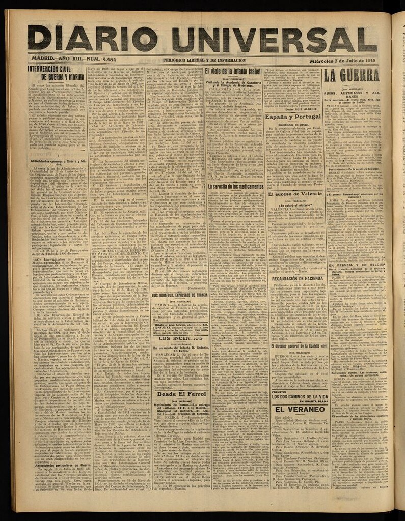 Miniatura de Diario Universal del 7 de julio de 1915
