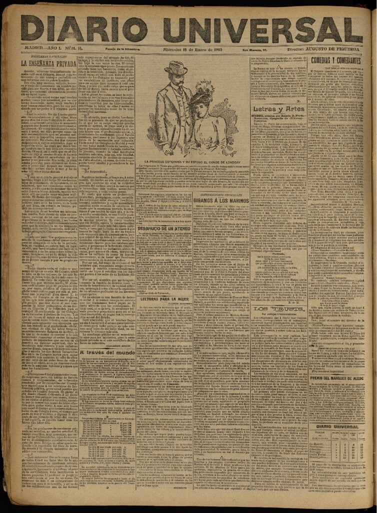 Miniatura de Diario Universal del 14 de enero de 1903, edición de noche