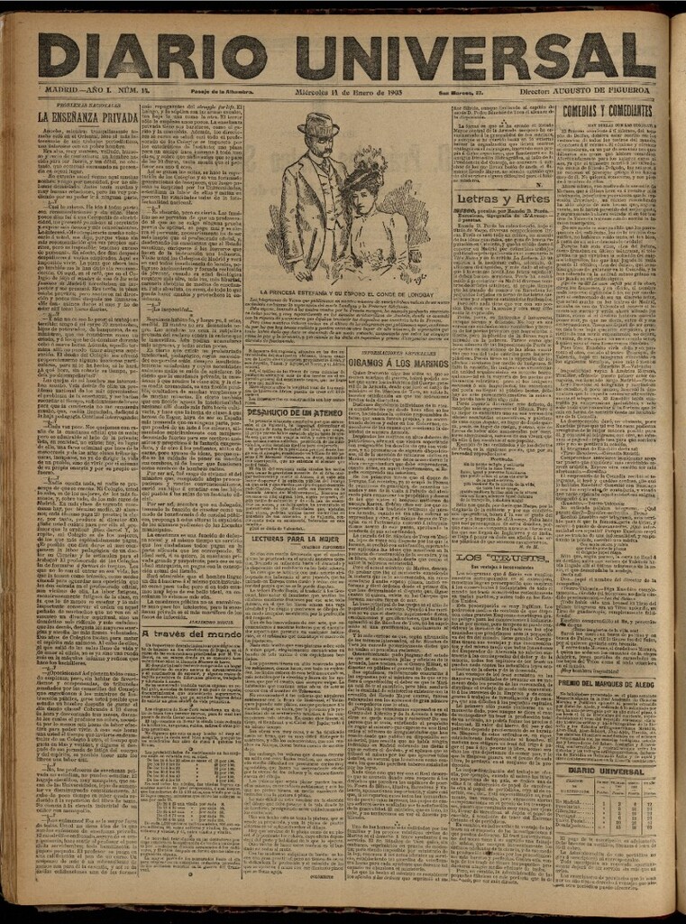 Miniatura de Diario Universal del 14 de enero de 1903, edición de tarde