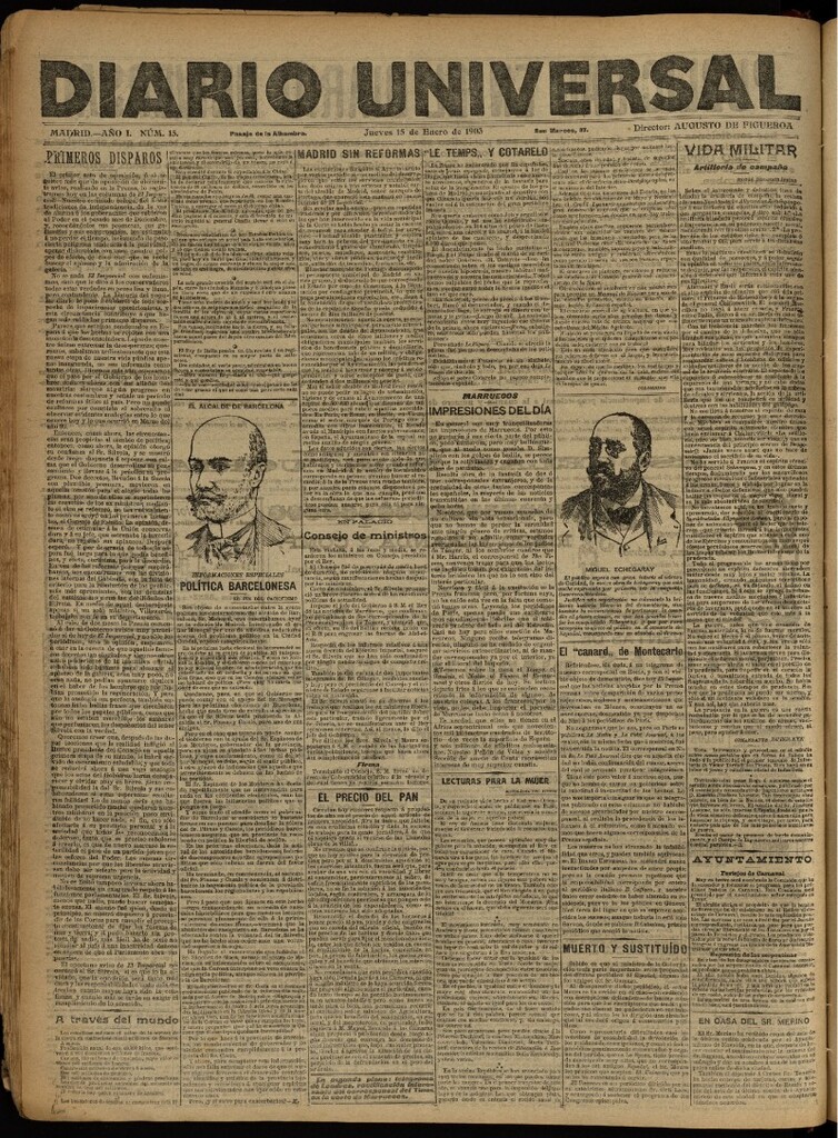Miniatura de Diario Universal del 15 de enero de 1903, edición de noche