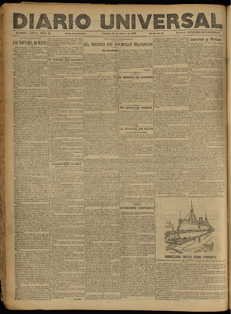 Miniatura de Diario Universal del 16 de enero de 1903, edición de noche