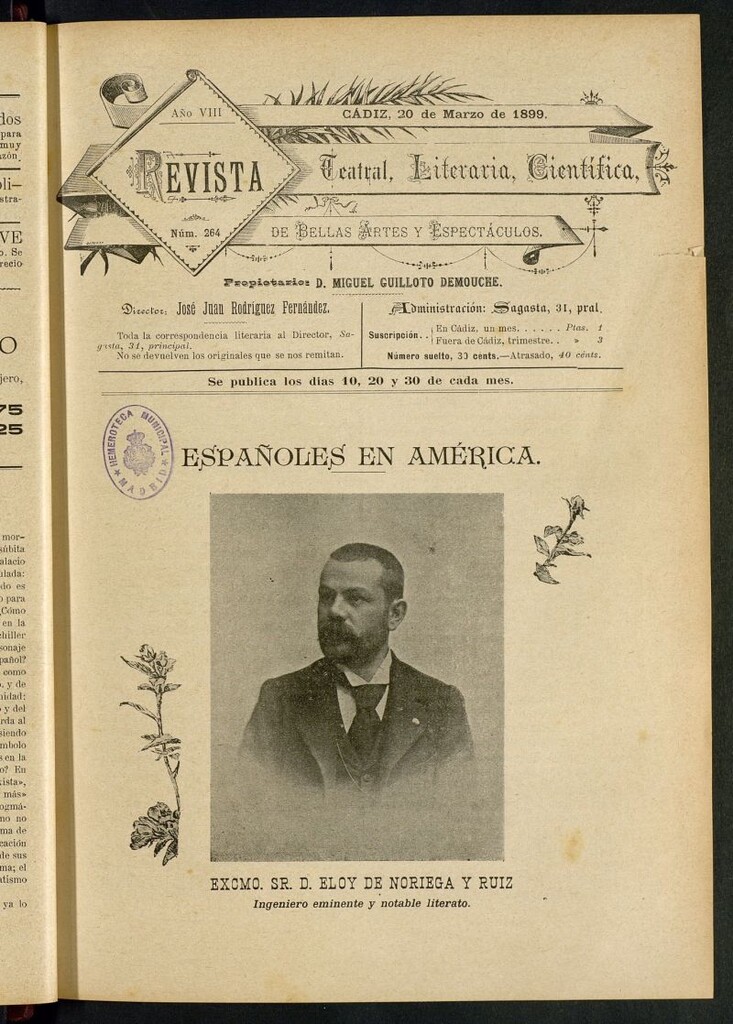 Miniatura de Revista Teatral, Literaria, Científica, de Bellas Artes y Espectáculos. Nº 264