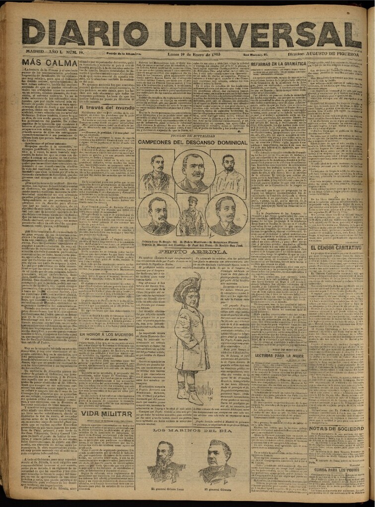 Miniatura de Diario Universal del 19 de enero de 1903, edición de noche