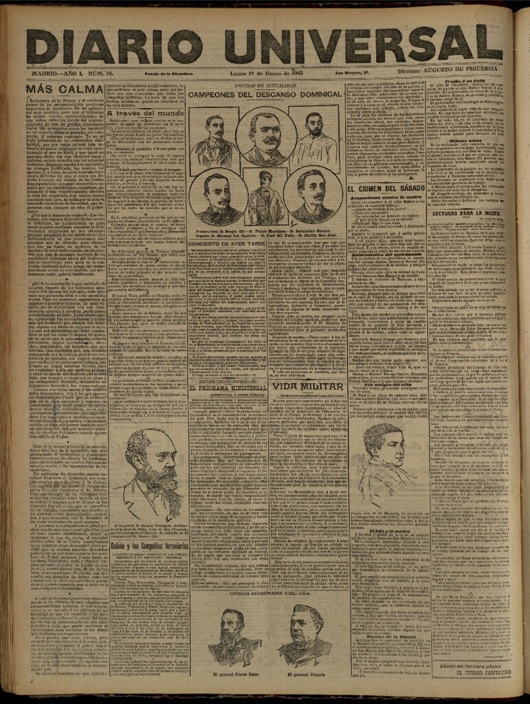 Miniatura de Diario Universal del 19 de enero de 1903, edición de tarde