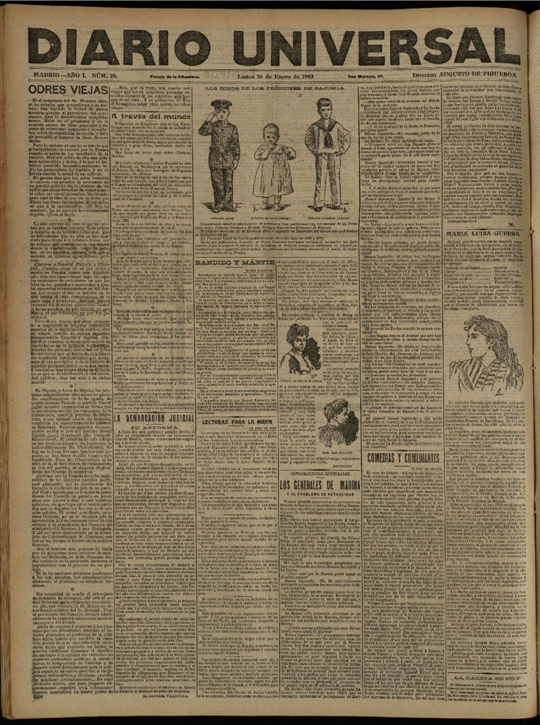 Miniatura de Diario Universal del 26 de enero de 1903, edición de tarde