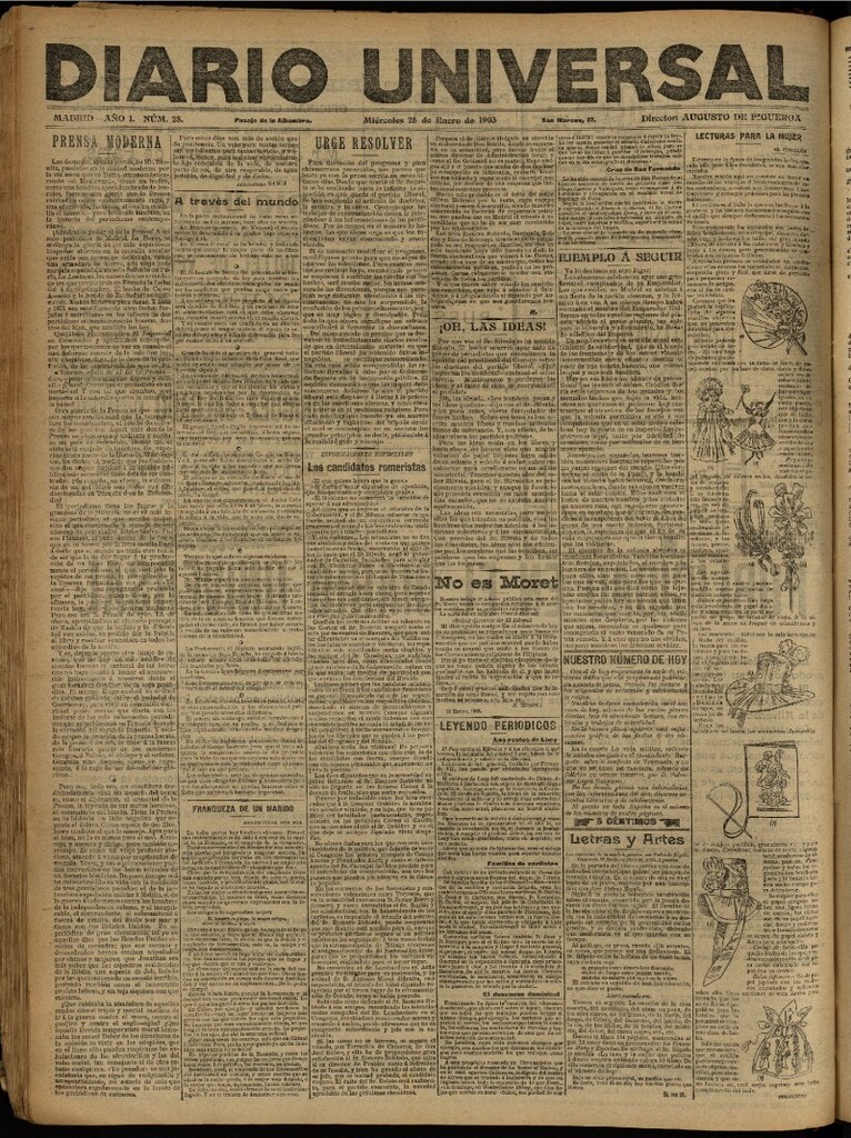 Miniatura de Diario Universal del 28 de enero de 1903, edición de noche