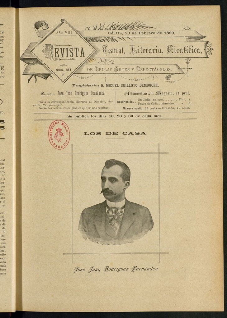 Miniatura de Revista Teatral, Literaria, Científica, de Bellas Artes y Espectáculos. Nº 261