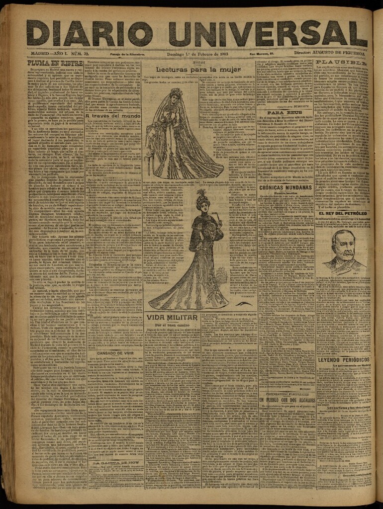 Miniatura de Diario Universal del 1 de febrero de 1903, edición de noche