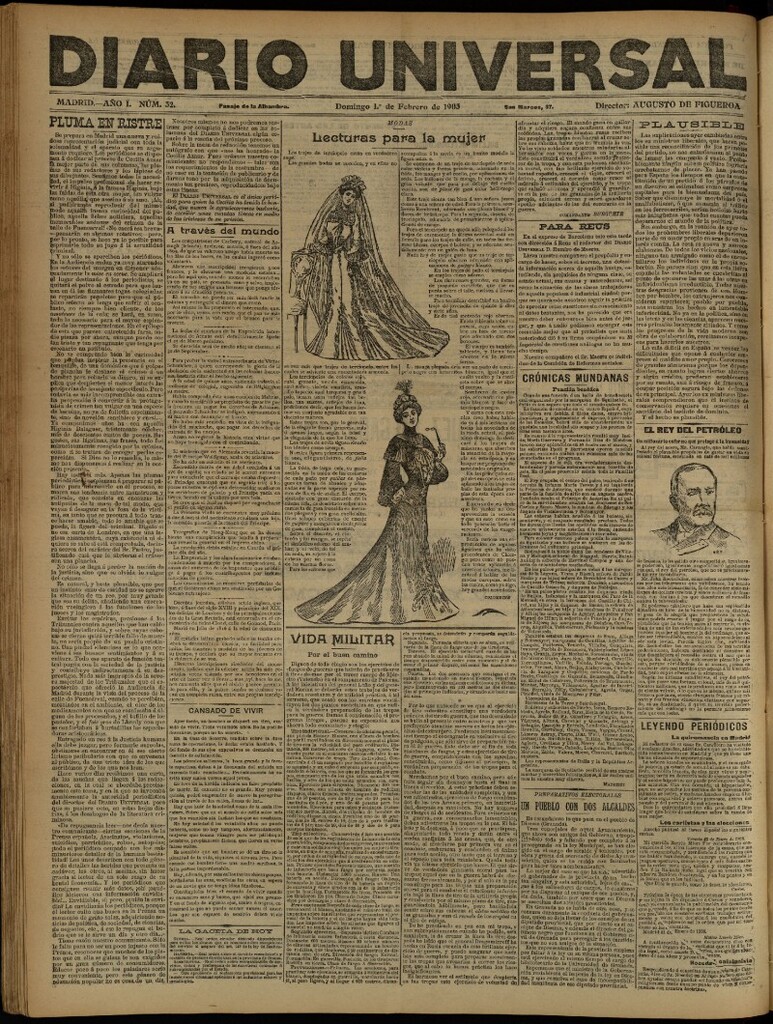 Miniatura de Diario Universal del 1 de febrero de 1903, edición de tarde
