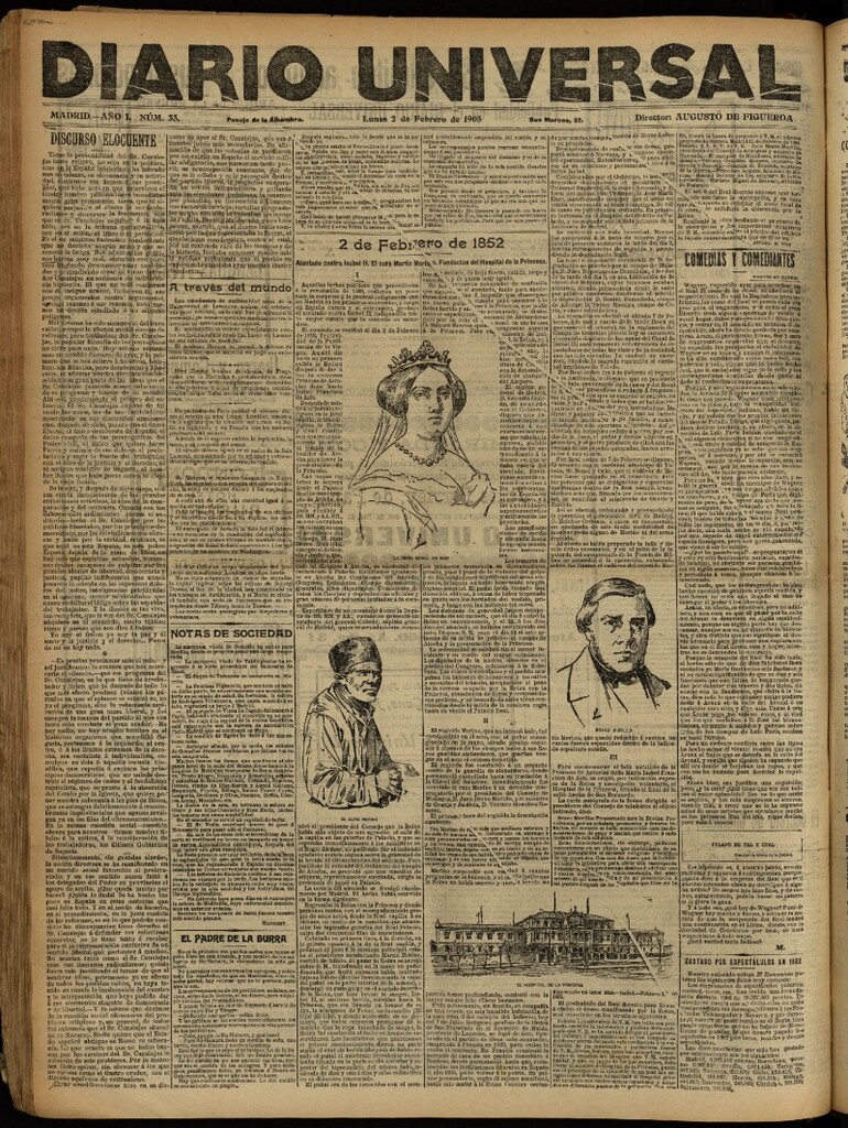 Miniatura de Diario Universal del 2 de febrero de 1903, edición de noche