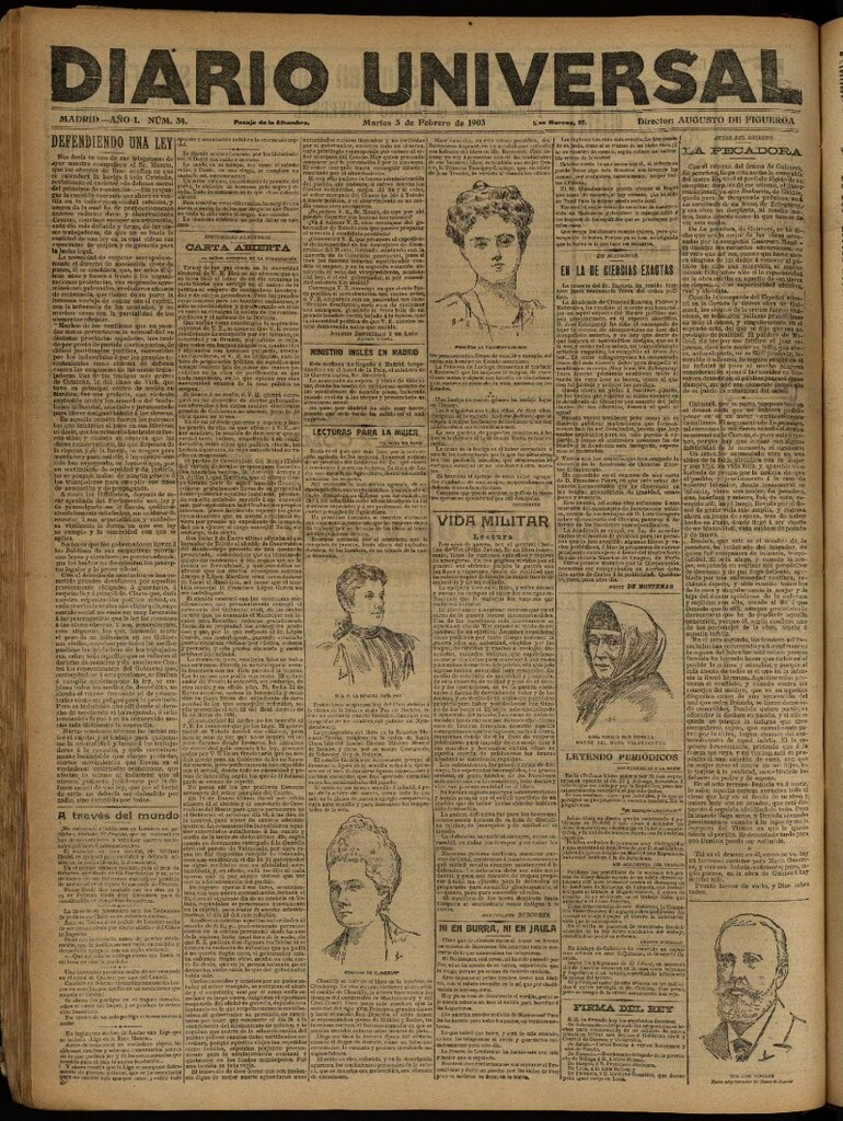 Miniatura de Diario Universal del 3 de febrero de 1903, edición de tarde