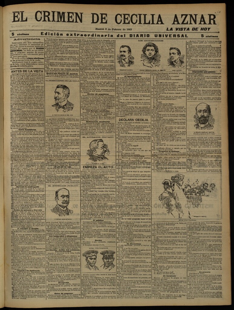 Miniatura de Diario Universal del 9 de febrero de 1903, número extraordinario, edición de noche