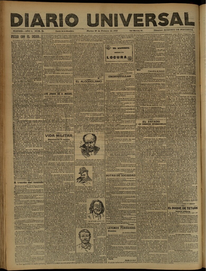 Miniatura de Diario Universal del 10 de febrero de 1903, edición de noche