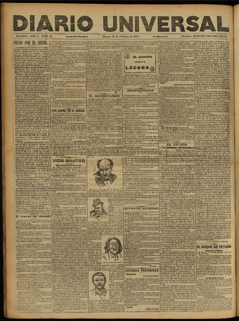 Miniatura de Diario Universal del 10 de febrero de 1903, edición de tarde