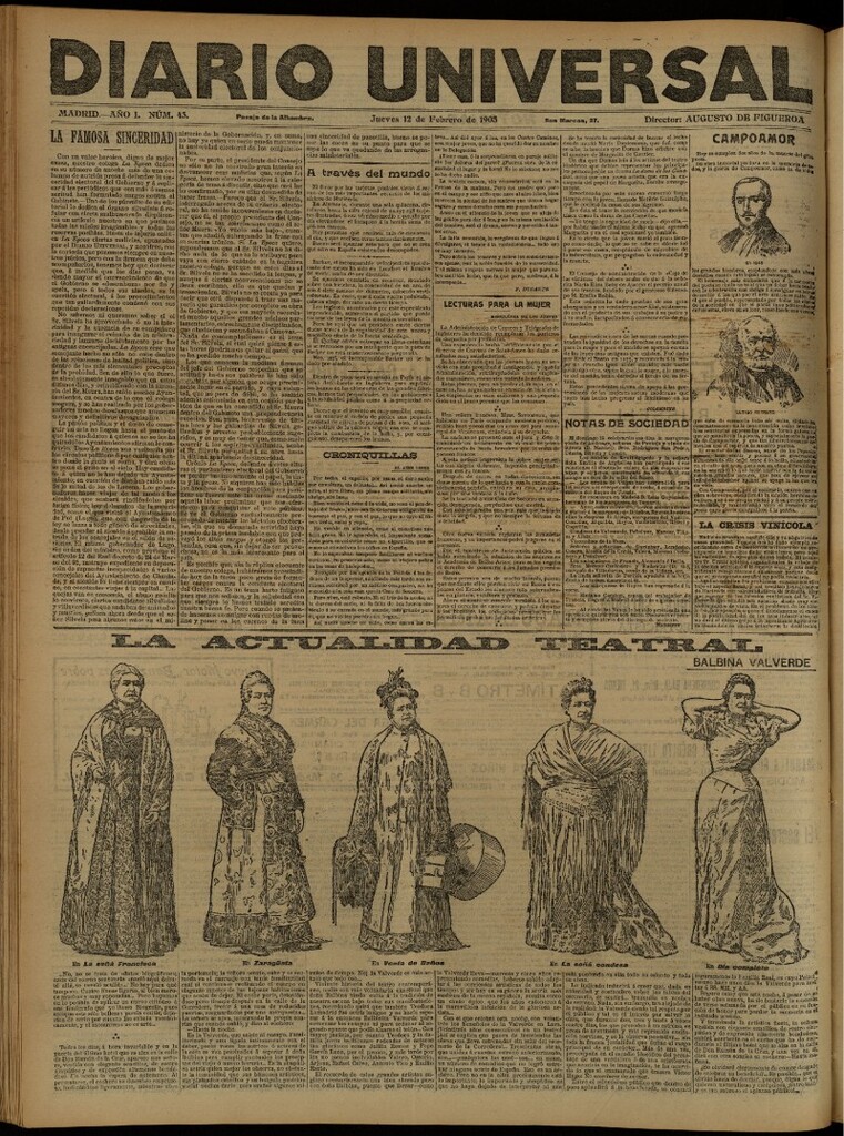 Miniatura de Diario Universal del 12 de febrero de 1903, edición de noche