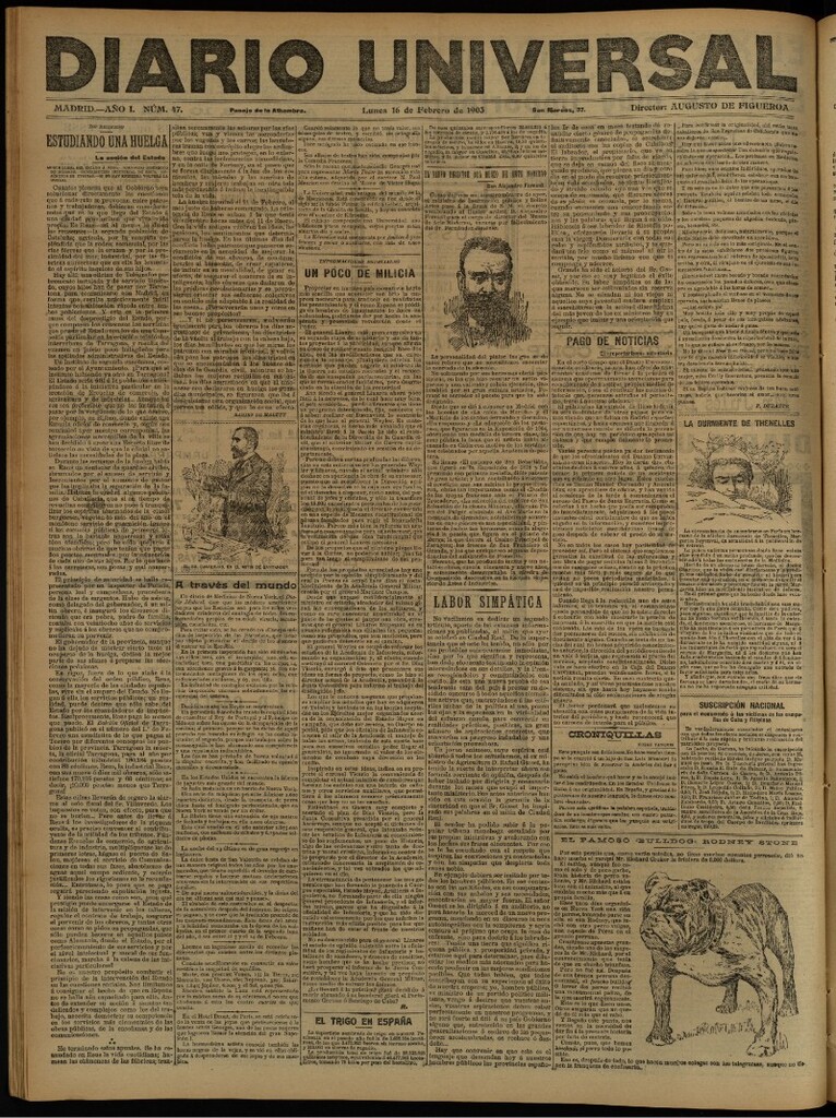 Miniatura de Diario Universal del 16 de febrero de 1903, edición de noche