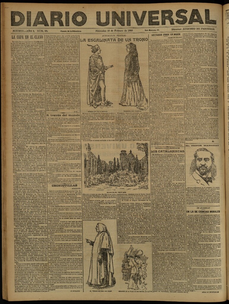 Miniatura de Diario Universal del 18 de febrero de 1903, edición de noche