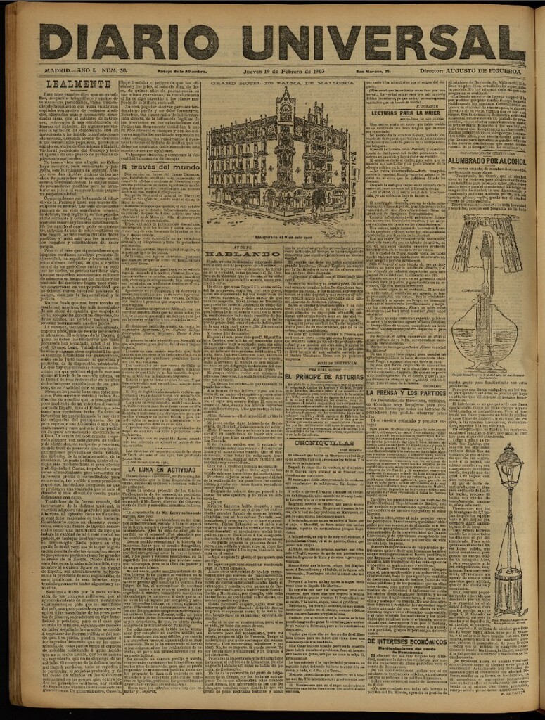 Miniatura de Diario Universal del 19 de febrero de 1903, edición de tarde