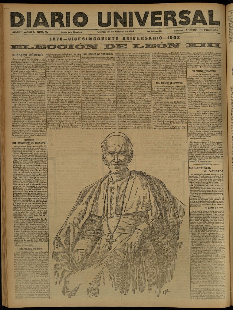 Miniatura de Diario Universal del 20 de febrero de 1903, edición de noche
