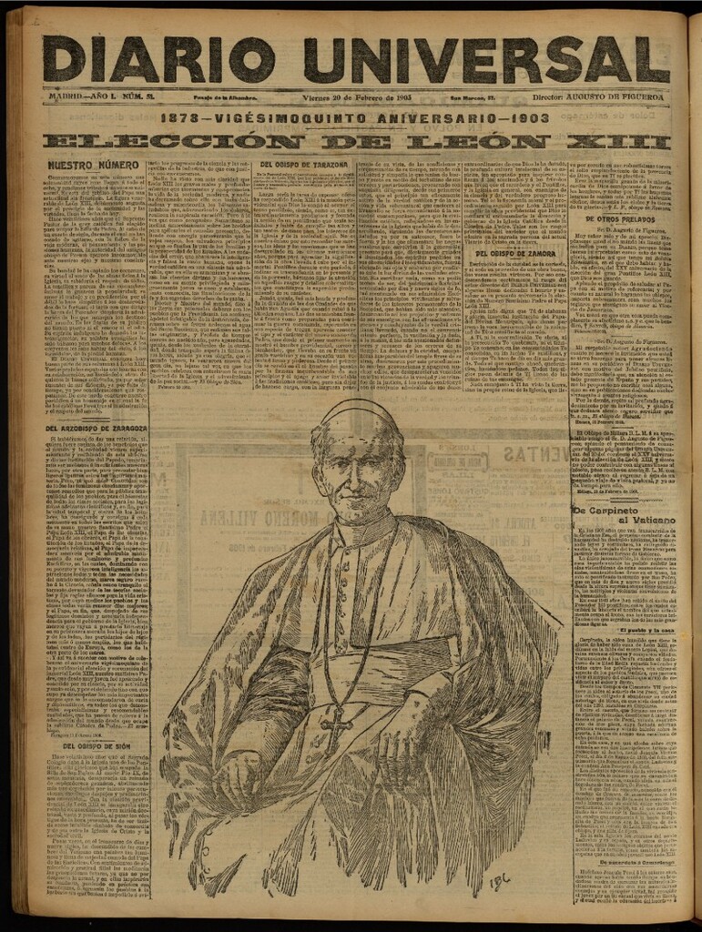 Miniatura de Diario Universal del 20 de febrero de 1903, edición de tarde