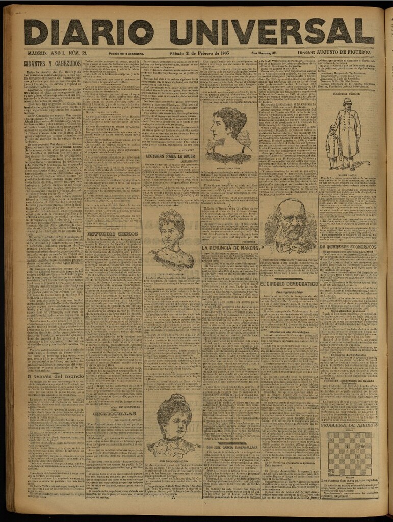 Miniatura de Diario Universal del 21 de febrero de 1903, edición de tarde