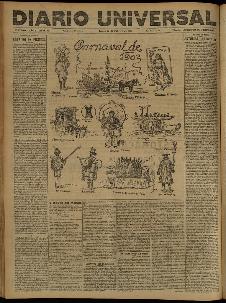 Miniatura de Diario Universal del 23 de febrero de 1903, edición de noche