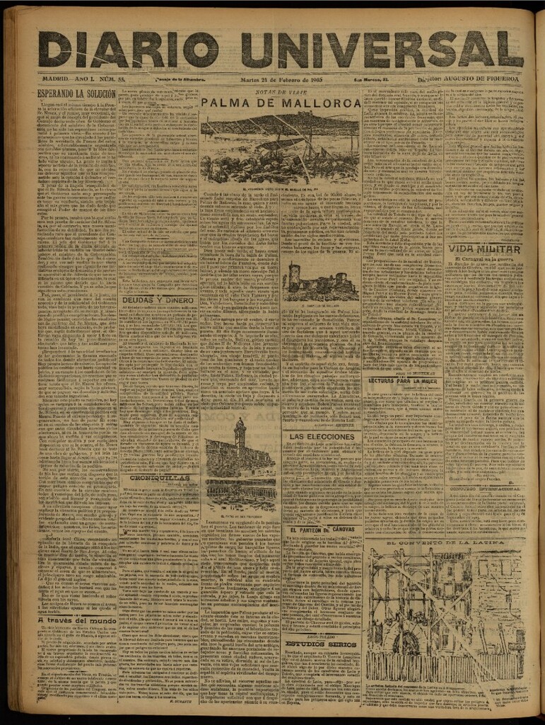 Miniatura de Diario Universal del 24 de febrero de 1903, edición de tarde