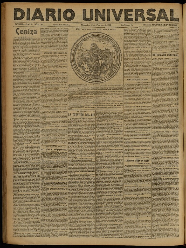Miniatura de Diario Universal del 25 de febrero de 1903, edición de tarde