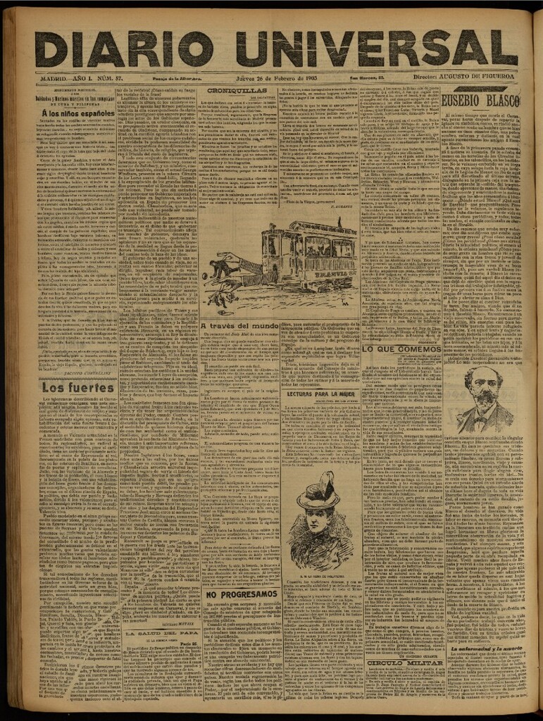 Miniatura de Diario Universal del 26 de febrero de 1903, edición de tarde