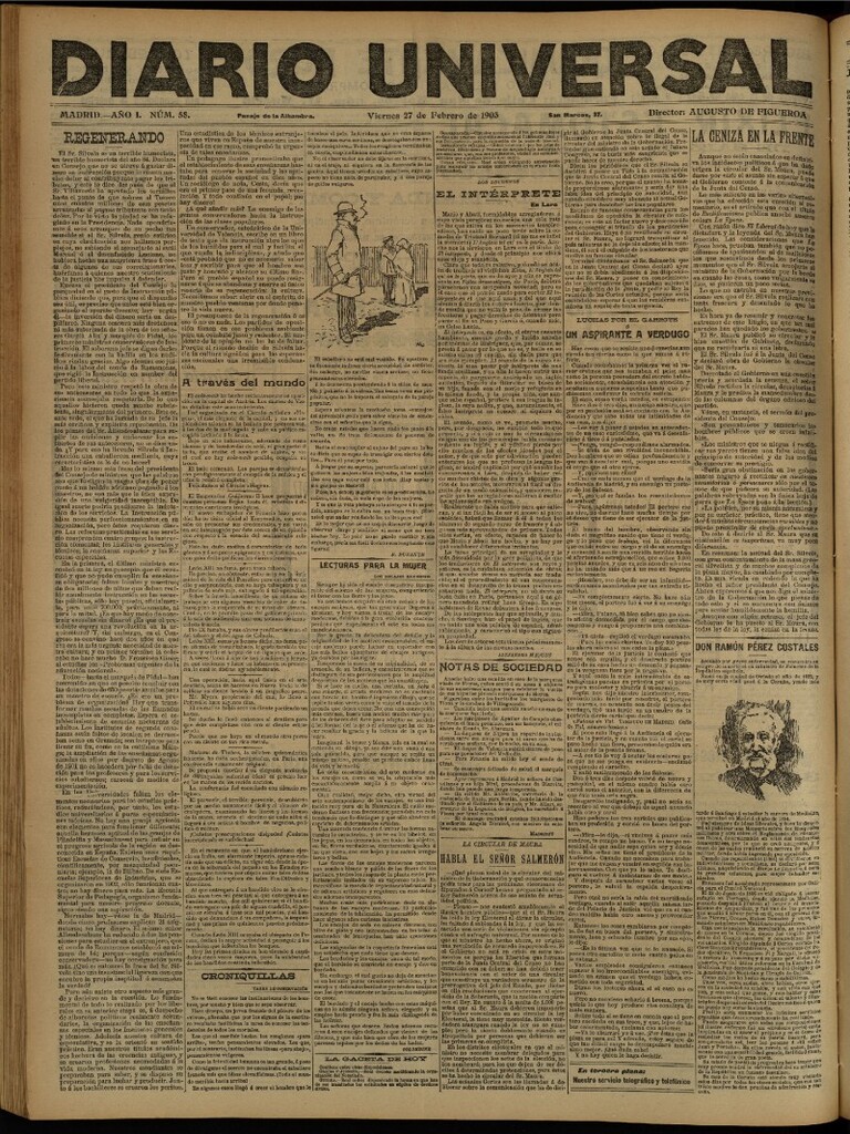 Miniatura de Diario Universal del 27 de febrero de 1903, edición de noche
