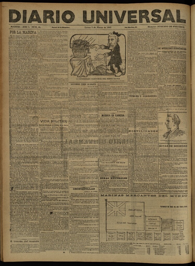 Miniatura de Diario Universal del 2 de marzo de 1903, edición de tarde