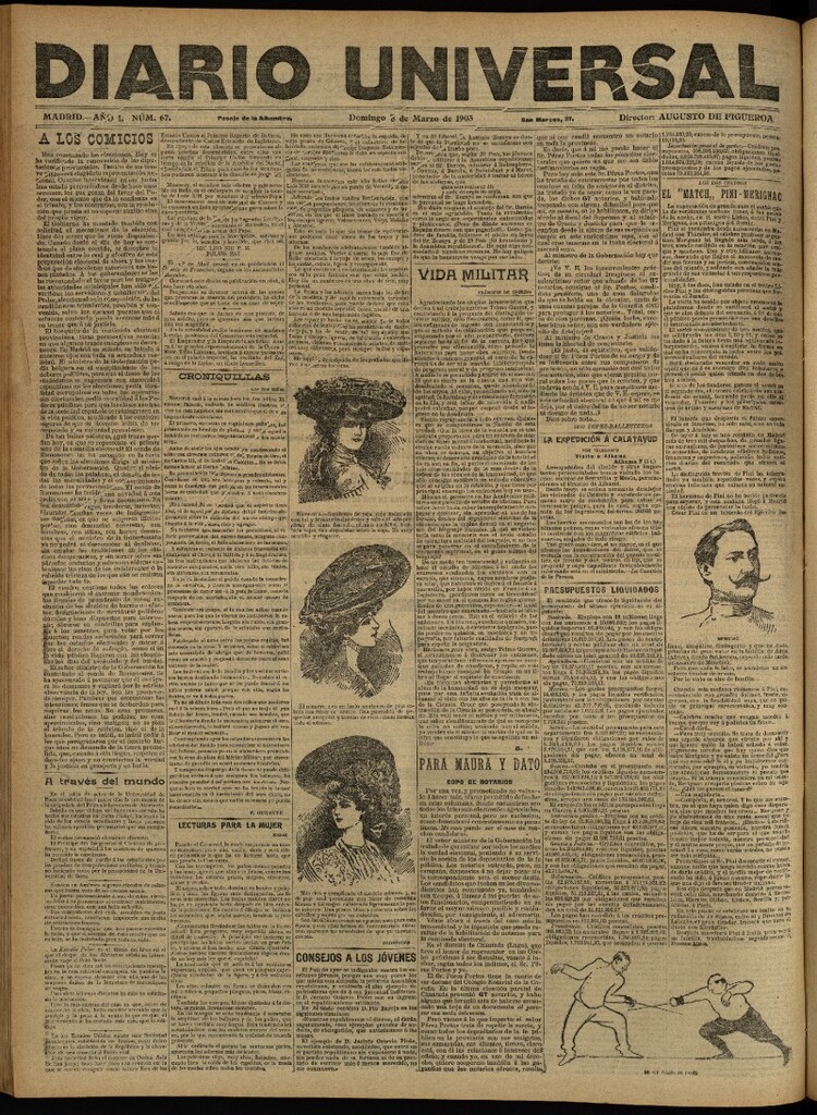 Miniatura de Diario Universal del 8 de marzo de 1903, edición de tarde