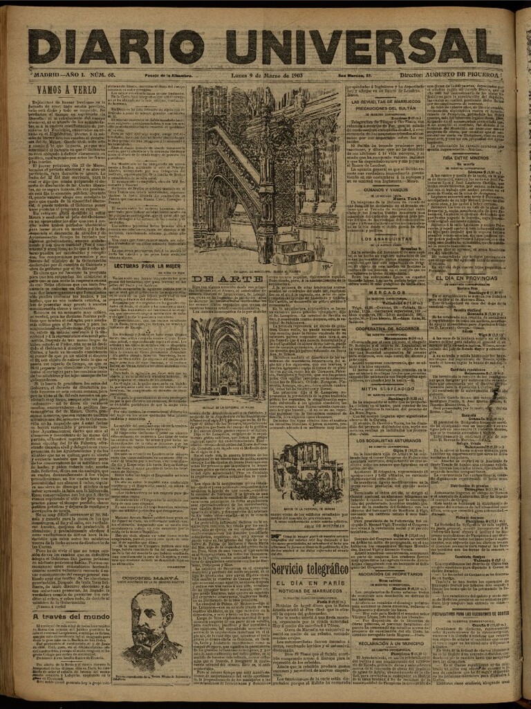 Miniatura de Diario Universal del 9 de marzo de 1903, edición de noche
