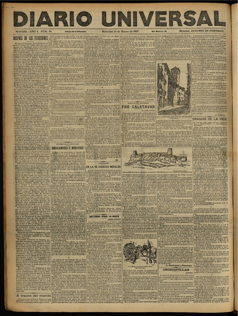 Miniatura de Diario Universal del 11 de marzo de 1903, edición de noche