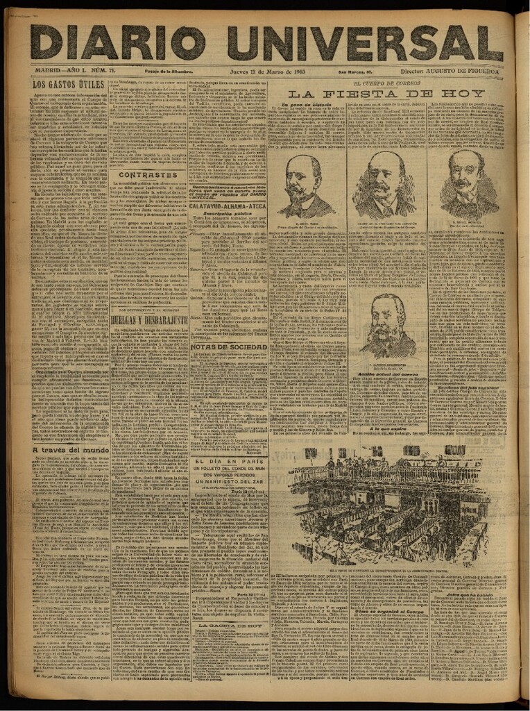 Miniatura de Diario Universal del 12 de marzo de 1903, edición de noche