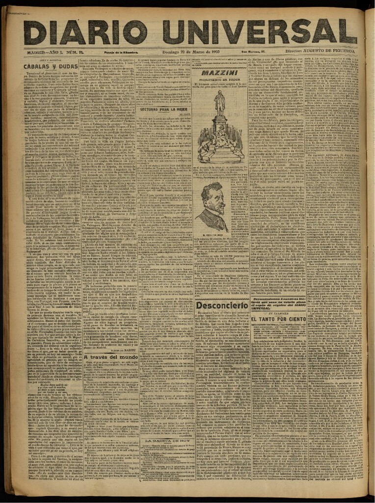 Miniatura de Diario Universal del 22 de marzo de 1903, edición de noche