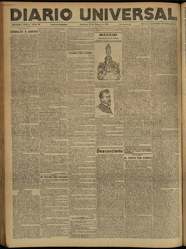 Miniatura de Diario Universal del 22 de marzo de 1903, edición de tarde