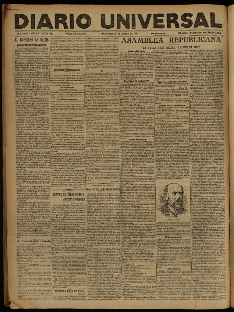 Miniatura de Diario Universal del 25 de marzo de 1903, edición de noche