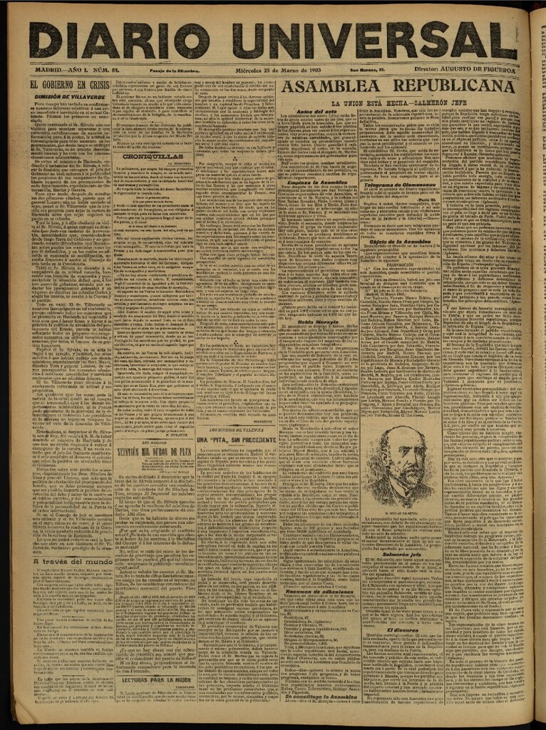 Miniatura de Diario Universal del 25 de marzo de 1903, edición de tarde
