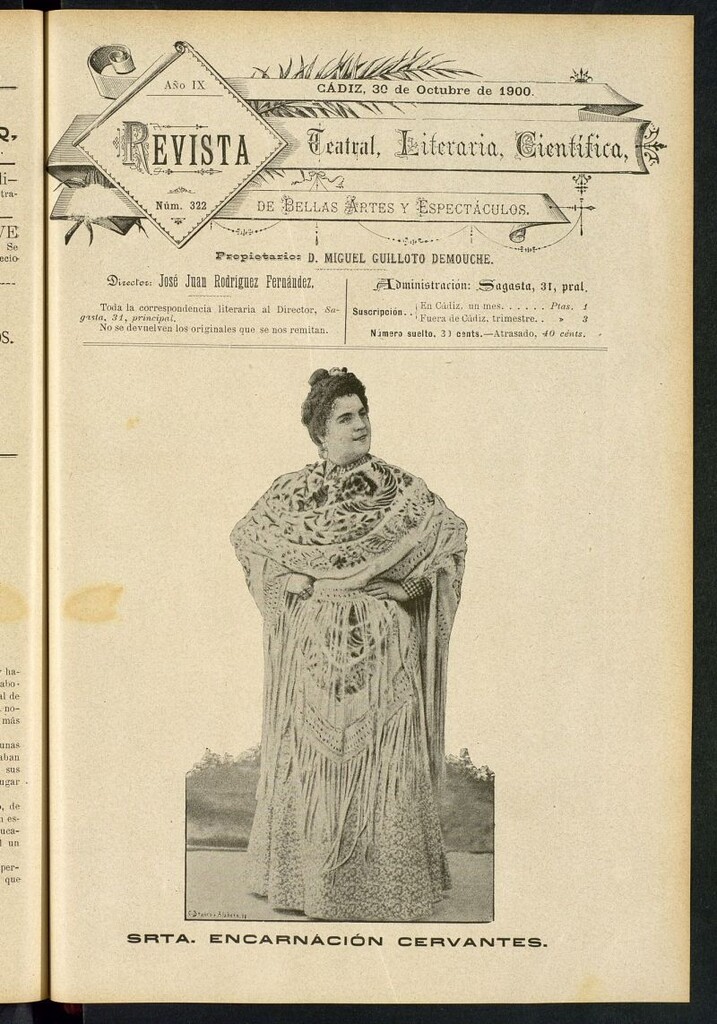 Miniatura de Revista Teatral, Literaria, Científica, de Bellas Artes y Espectáculos. Nº 322