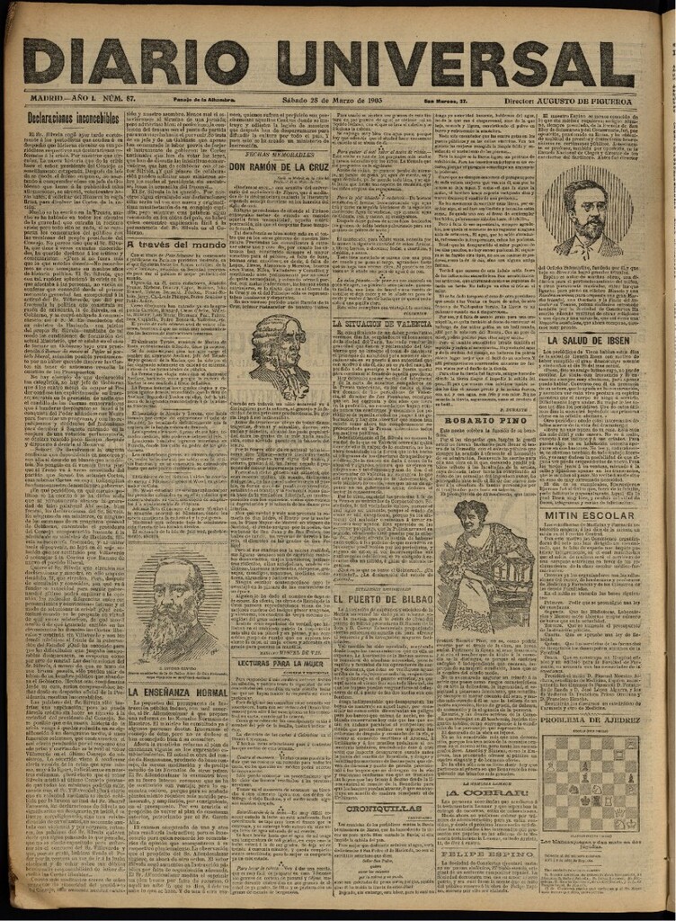 Miniatura de Diario Universal del 28 de marzo de 1903, edición de noche